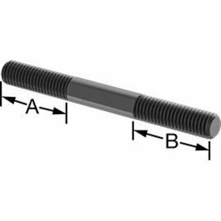 BSC PREFERRED Black-Oxide Steel Threaded on Both End Stud M8 x 1.25 mm Thread 27 mm Thread Lengths 80 mm Long 93275A032
